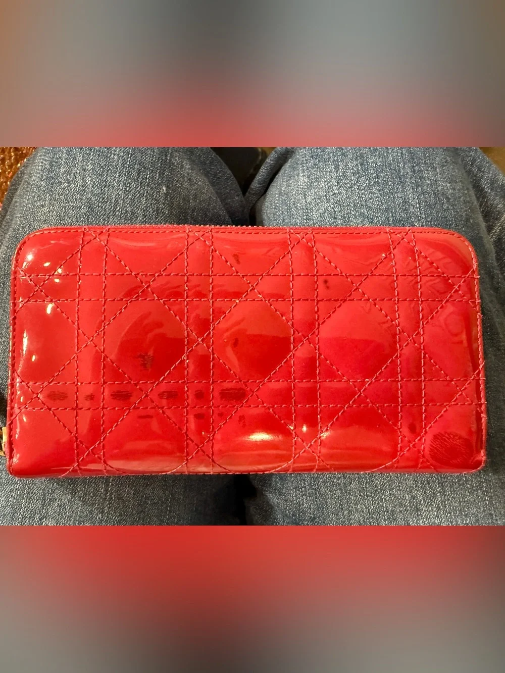 Lady Dior Passion Pink Patent Cannage Calfskin Continental Zip Around Wallet